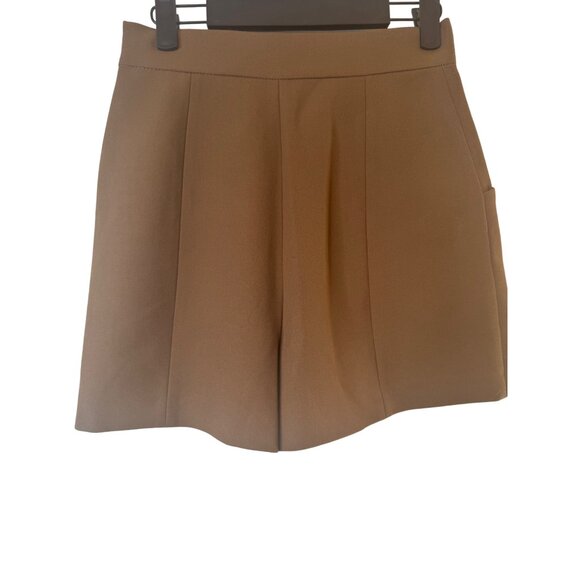 NWT ZARA XS Nutmeg Brown High Waisted Shorts Side Pockets - Picture 7 of 12